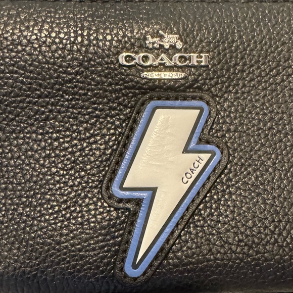 Coach Lightning Bolt Black Leather Zip Accordion Wallet F59336 - Picture 2 of 7